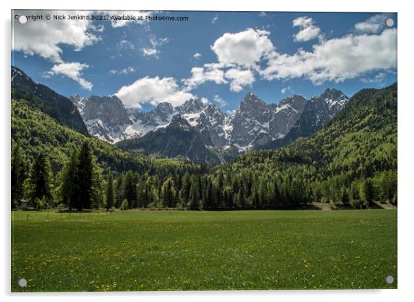 The Julian Alps  - the Slovenia and Austrian Borde Acrylic by Nick Jenkins