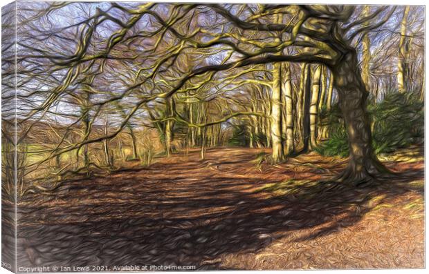 Sunny Winter Woodland  Digital Art Canvas Print by Ian Lewis