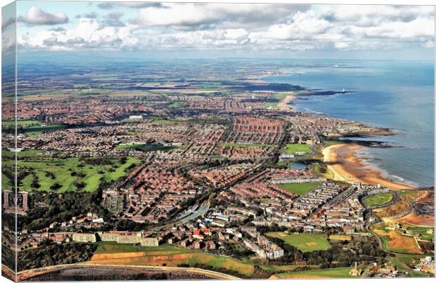 Tynemouth long sands and Cullercoats and Whitley Bay Canvas Print by mick vardy
