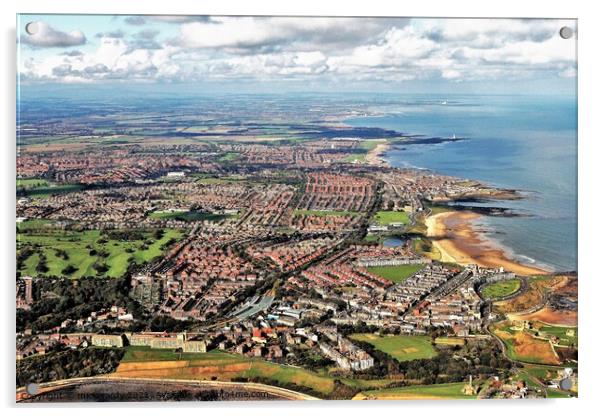 Tynemouth long sands and Cullercoats and Whitley Bay Acrylic by mick vardy