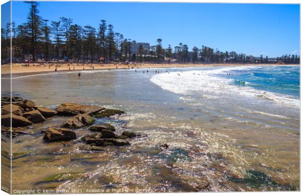 View of Manly beach, Canvas Print by Kevin Hellon