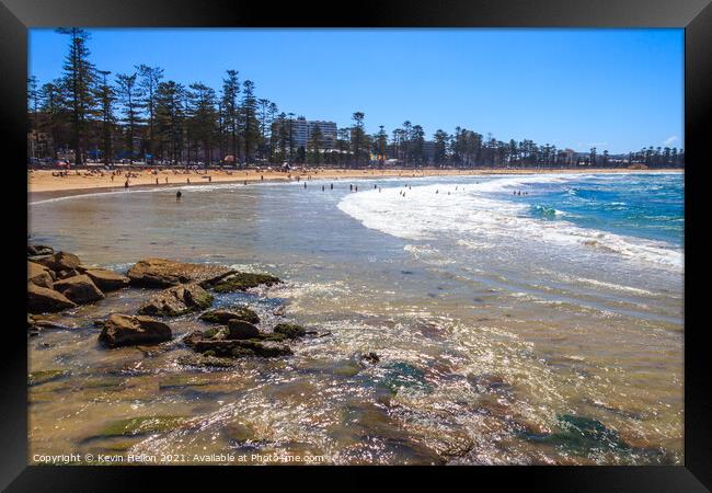 View of Manly beach, Framed Print by Kevin Hellon