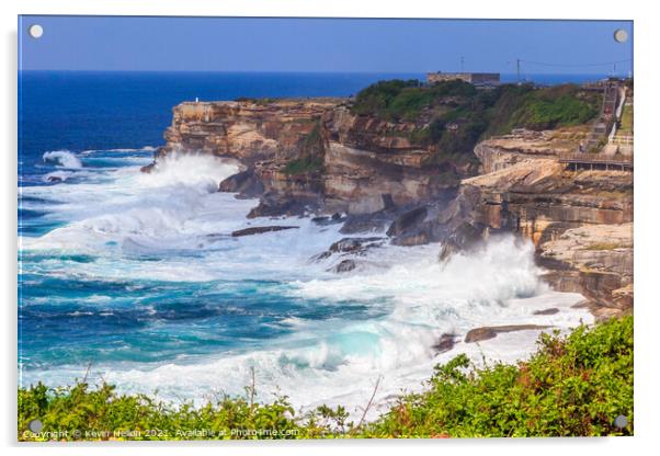 Rough seas by  on the Coogee to Bondi coastal walk Acrylic by Kevin Hellon