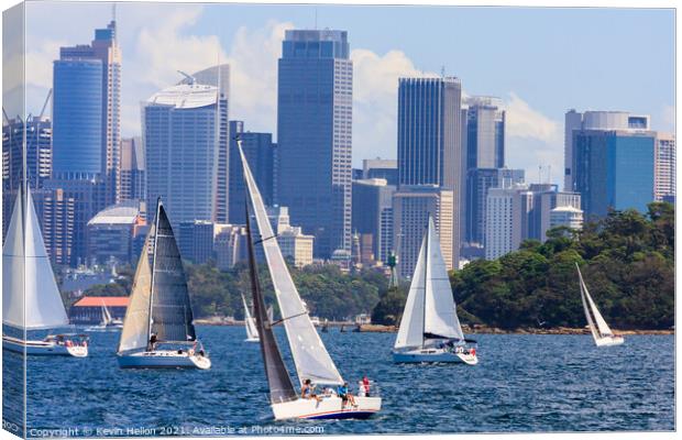 Yachts sailing in Sydney Harbour Canvas Print by Kevin Hellon
