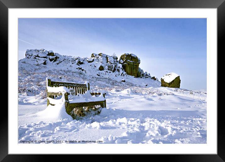 Winter at the Cow and Calf rocks. Framed Mounted Print by Chris North