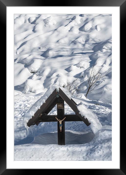 crucifix in winter Framed Mounted Print by Sergio Delle Vedove