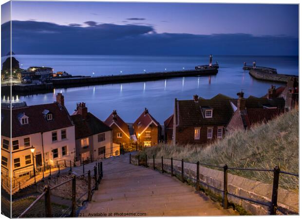 199 Steps, Whitby at Dusk Canvas Print by Tony Gaskins