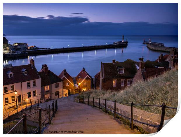 199 Steps, Whitby at Dusk Print by Tony Gaskins