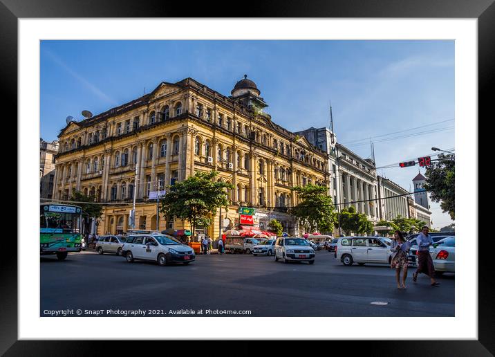 Lokanant Galleries Colonial Building on Pansodan Street in central Yangon Framed Mounted Print by SnapT Photography