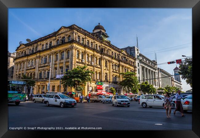 Lokanant Galleries Colonial Building on Pansodan Street in central Yangon Framed Print by SnapT Photography