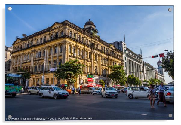 Lokanant Galleries Colonial Building on Pansodan Street in central Yangon Acrylic by SnapT Photography