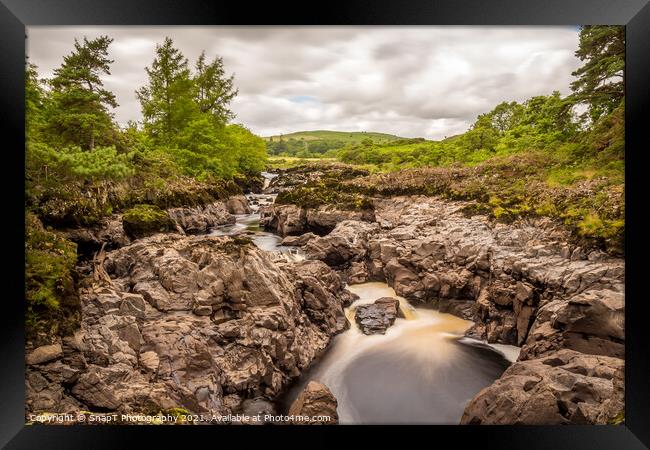 Rare photo of Earlstoun Linn Waterfall exposed, due to draining Earlstoun Loch Dam Framed Print by SnapT Photography
