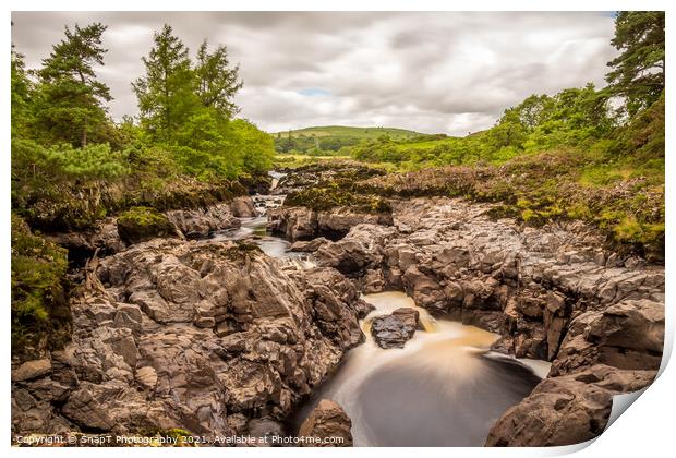 Rare photo of Earlstoun Linn Waterfall exposed, due to draining Earlstoun Loch Dam Print by SnapT Photography
