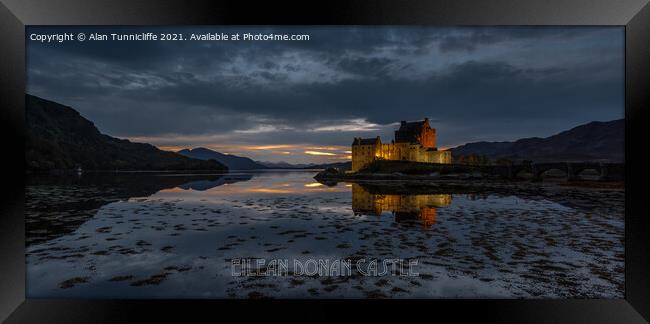 Majestic Sunset at Eilean Donan Castle Framed Print by Alan Tunnicliffe