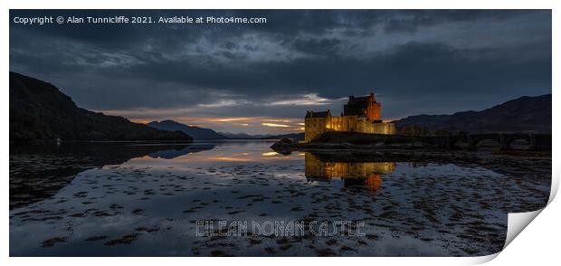 Majestic Sunset at Eilean Donan Castle Print by Alan Tunnicliffe