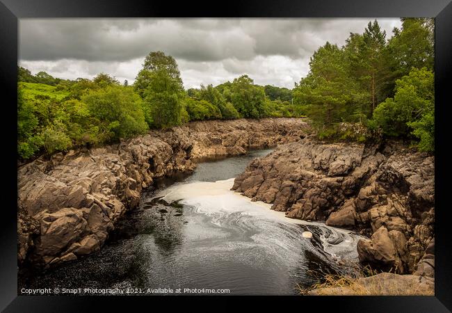 Water of Ken river flowing through a rocky gorge n Framed Print by SnapT Photography