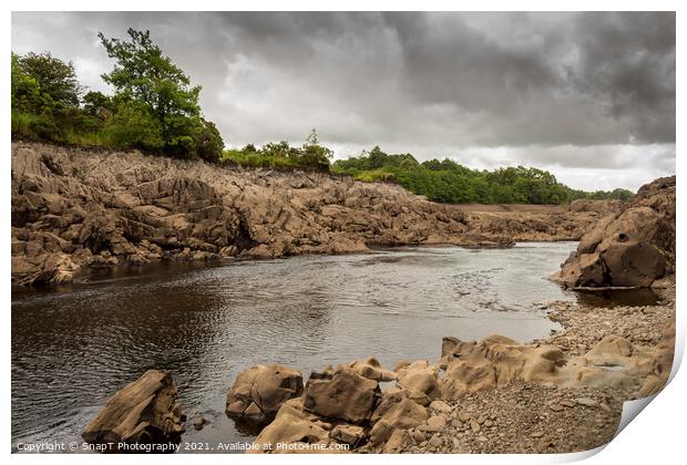 Water of Ken river flowing through a rocky gorge near Dalry, Galloway, Scotland Print by SnapT Photography