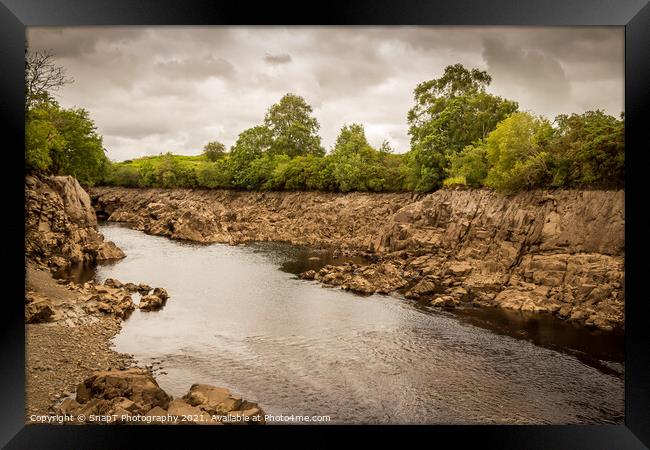 An exposed gorge on the Water of Ken in Galloway, due to draining Earlstoun Dam Framed Print by SnapT Photography