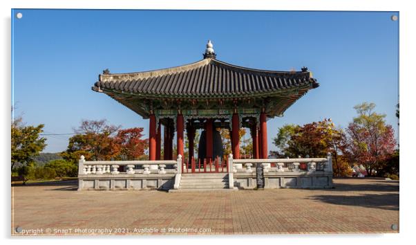 Peace Bell Temple at the Korean DMZ on a sunny autumn morning, South Korea Acrylic by SnapT Photography