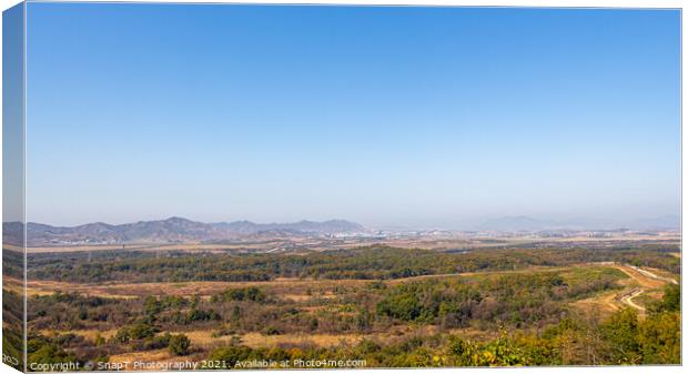 A view into North Korea, across the DMZ, from the Dorsa Observatory Canvas Print by SnapT Photography