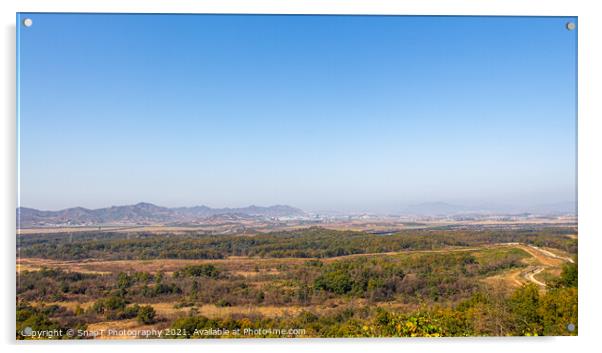 A view into North Korea, across the DMZ, from the Dorsa Observatory Acrylic by SnapT Photography