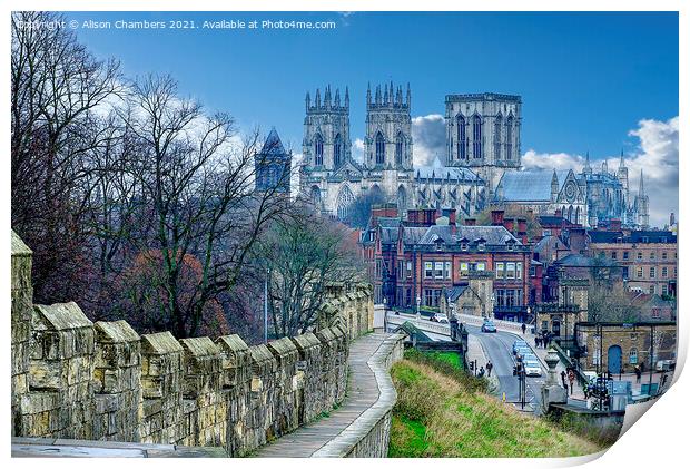 York Minster and City Wall Landscape. Print by Alison Chambers