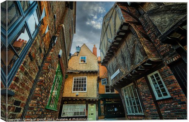 The iconic Little Shambles street in York 26 Canvas Print by PHILIP CHALK