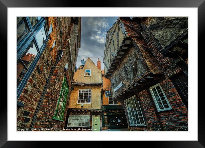 The iconic Little Shambles street in York 26 Framed Mounted Print by PHILIP CHALK
