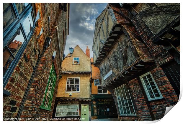 The iconic Little Shambles street in York 26 Print by PHILIP CHALK