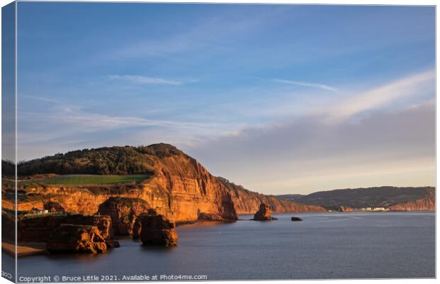 Ladram Bay Cliffs at Sunrise Canvas Print by Bruce Little