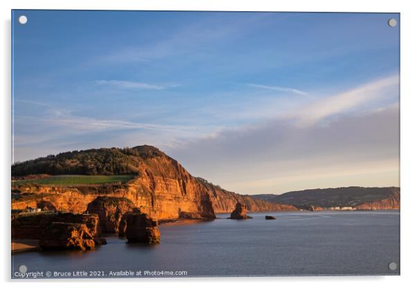 Ladram Bay Cliffs at Sunrise Acrylic by Bruce Little