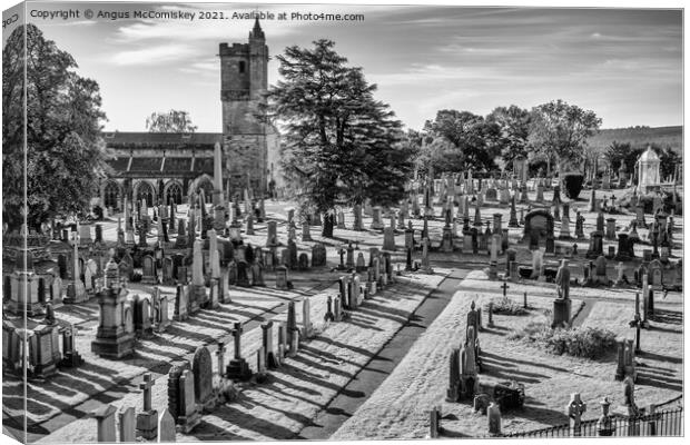 Stirling Old Town Cemetery mono Canvas Print by Angus McComiskey