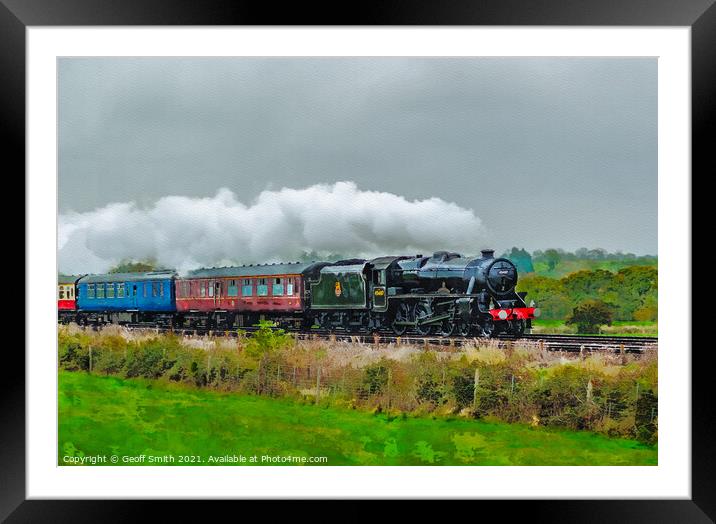 Steam Train Painting Framed Mounted Print by Geoff Smith