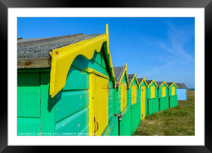 Littlehampton Beach Huts Framed Mounted Print by Geoff Smith