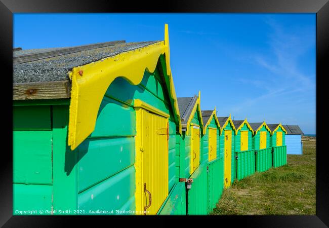 Littlehampton Beach Huts Framed Print by Geoff Smith