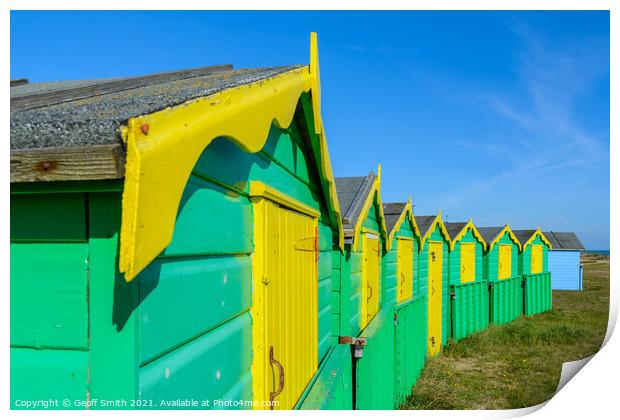Littlehampton Beach Huts Print by Geoff Smith