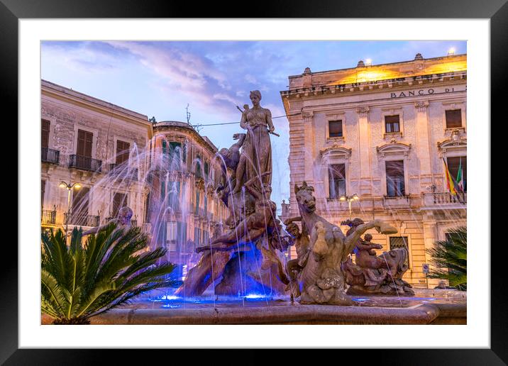 Fountain of Artemis Syracuse, Sicily, Framed Mounted Print by peter schickert