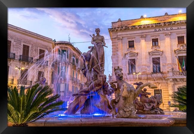 Fountain of Artemis Syracuse, Sicily, Framed Print by peter schickert