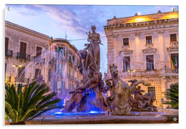 Fountain of Artemis Syracuse, Sicily, Acrylic by peter schickert