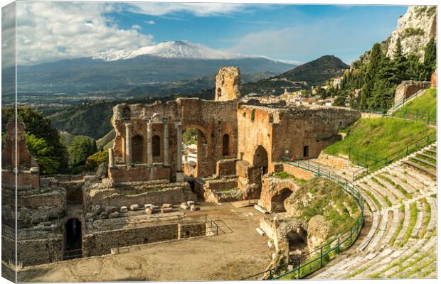 Ancient theatre of Taormina Canvas Print by peter schickert