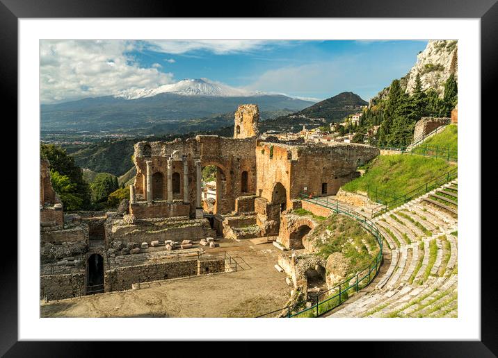 Ancient theatre of Taormina Framed Mounted Print by peter schickert