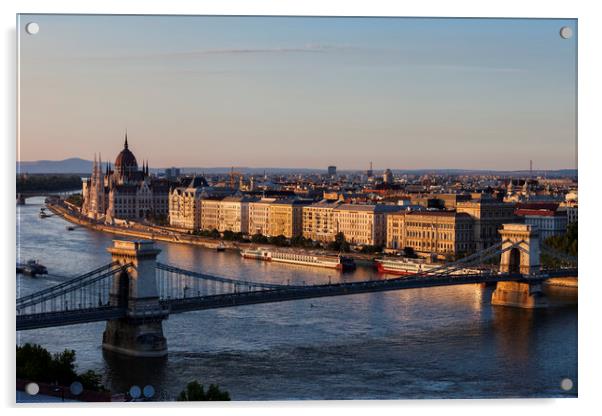 Sunset in City of Budapest Acrylic by Artur Bogacki