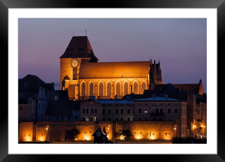 Torun Cathedral at Night in Poland Framed Mounted Print by Artur Bogacki