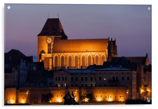 Torun Cathedral at Night in Poland Acrylic by Artur Bogacki