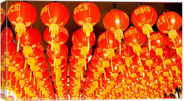 Red lantern roof decoration for celebrating Chinese New Year Canvas Print by Hanif Setiawan
