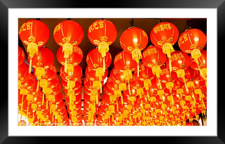 Red lantern roof decoration for celebrating Chinese New Year Framed Mounted Print by Hanif Setiawan