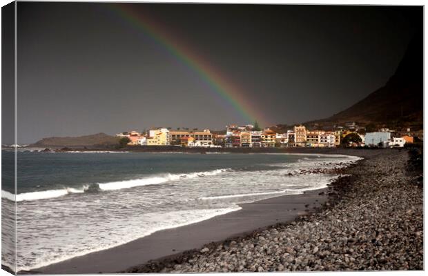 rainbow at Valle Gran Rey, La Gomera Canvas Print by peter schickert