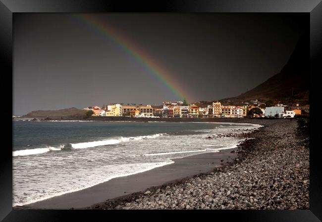 rainbow at Valle Gran Rey, La Gomera Framed Print by peter schickert