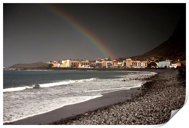 rainbow at Valle Gran Rey, La Gomera Print by peter schickert