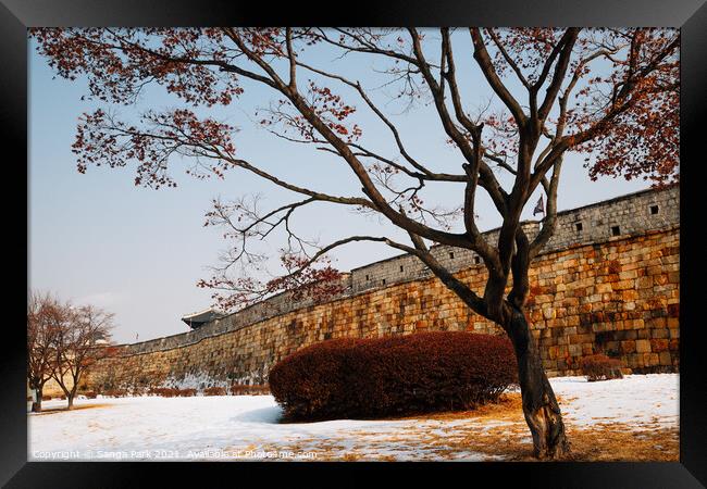 Hwaseong Fortress at winter Framed Print by Sanga Park